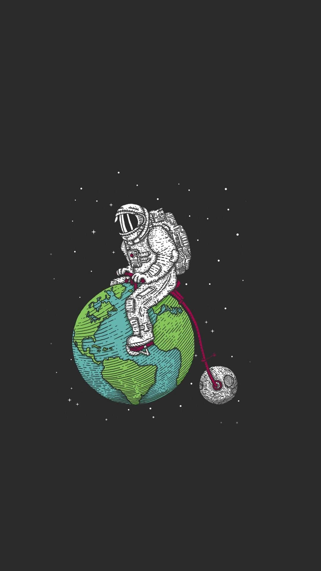 Clevererastronaut Beim Radfahren Wallpaper