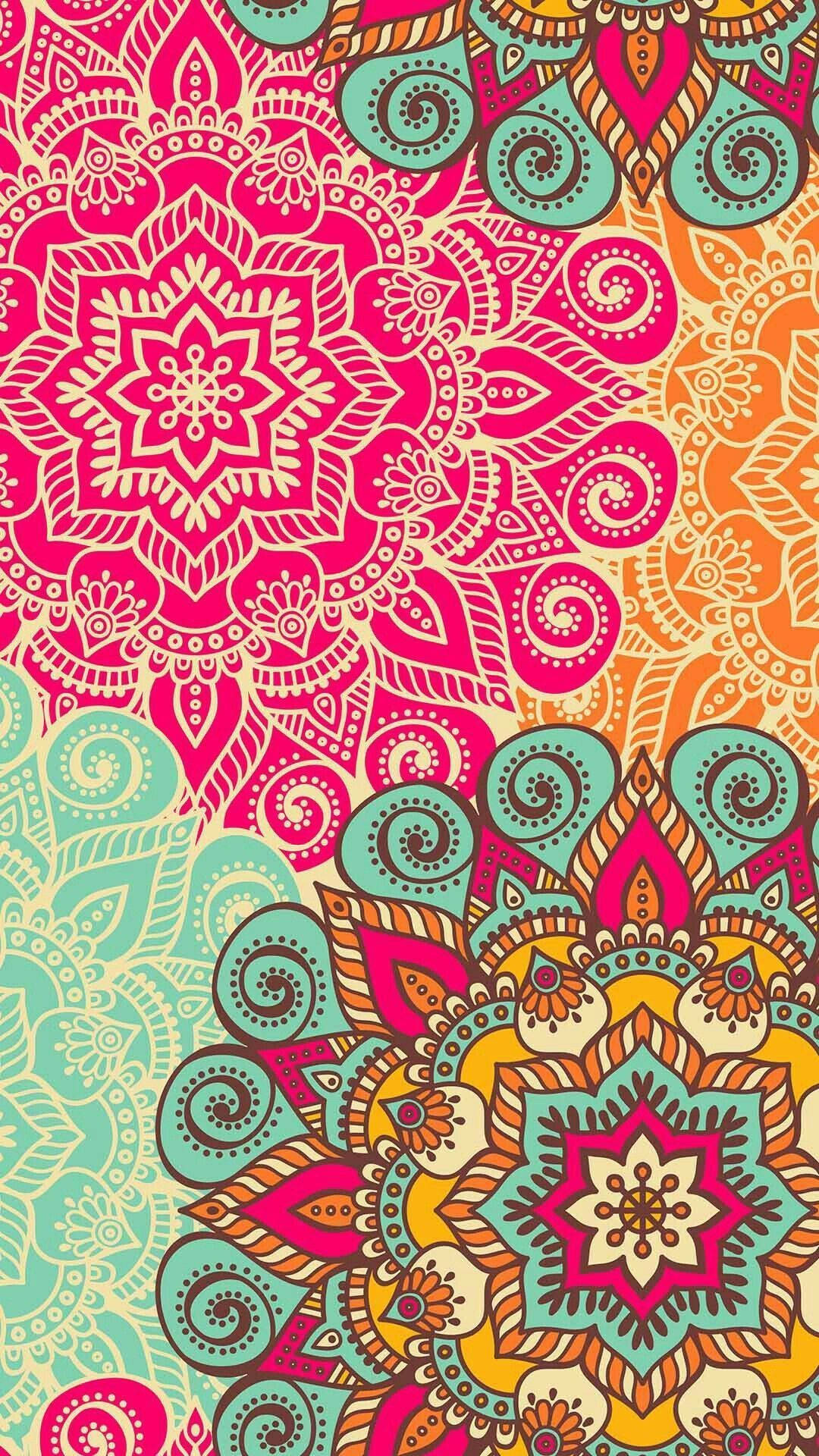 Artistiek Boho Stijl Bloemontwerp Iphone Wallpaper Achtergrond