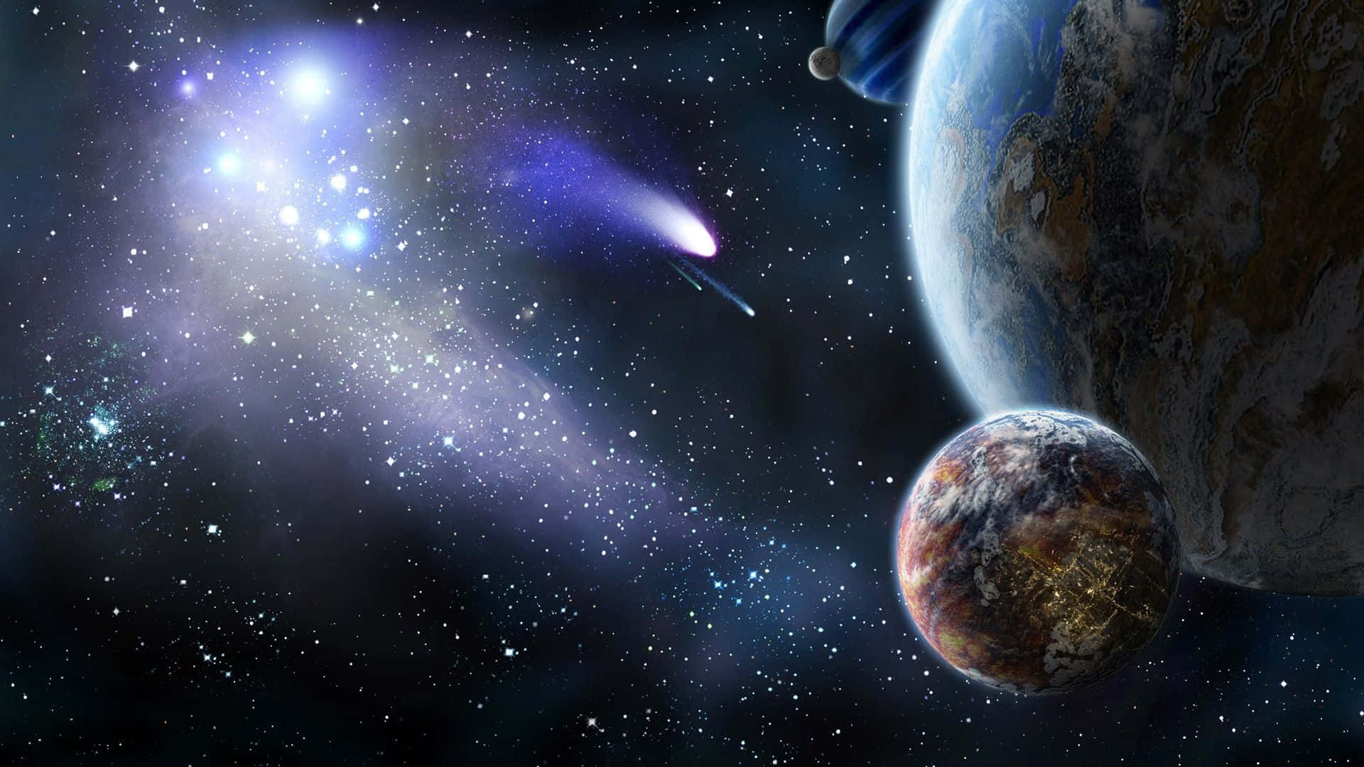 Stunning Comet in Night Sky Wallpaper