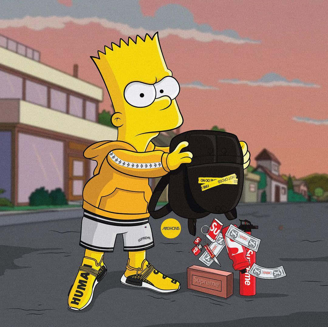Fantasticosfondo Di Throwing Bart Simpson Supreme Sfondo
