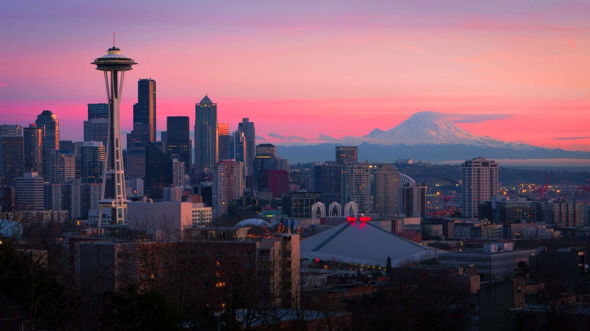 Fantastisk Utsikt Over Seattle Skyline Bakgrunnsbildet