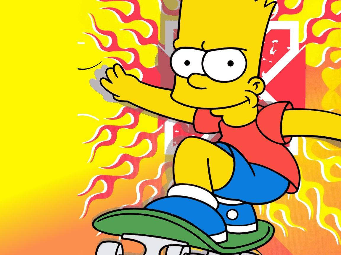 Sjov Simpsons skateboard scene Wallpaper