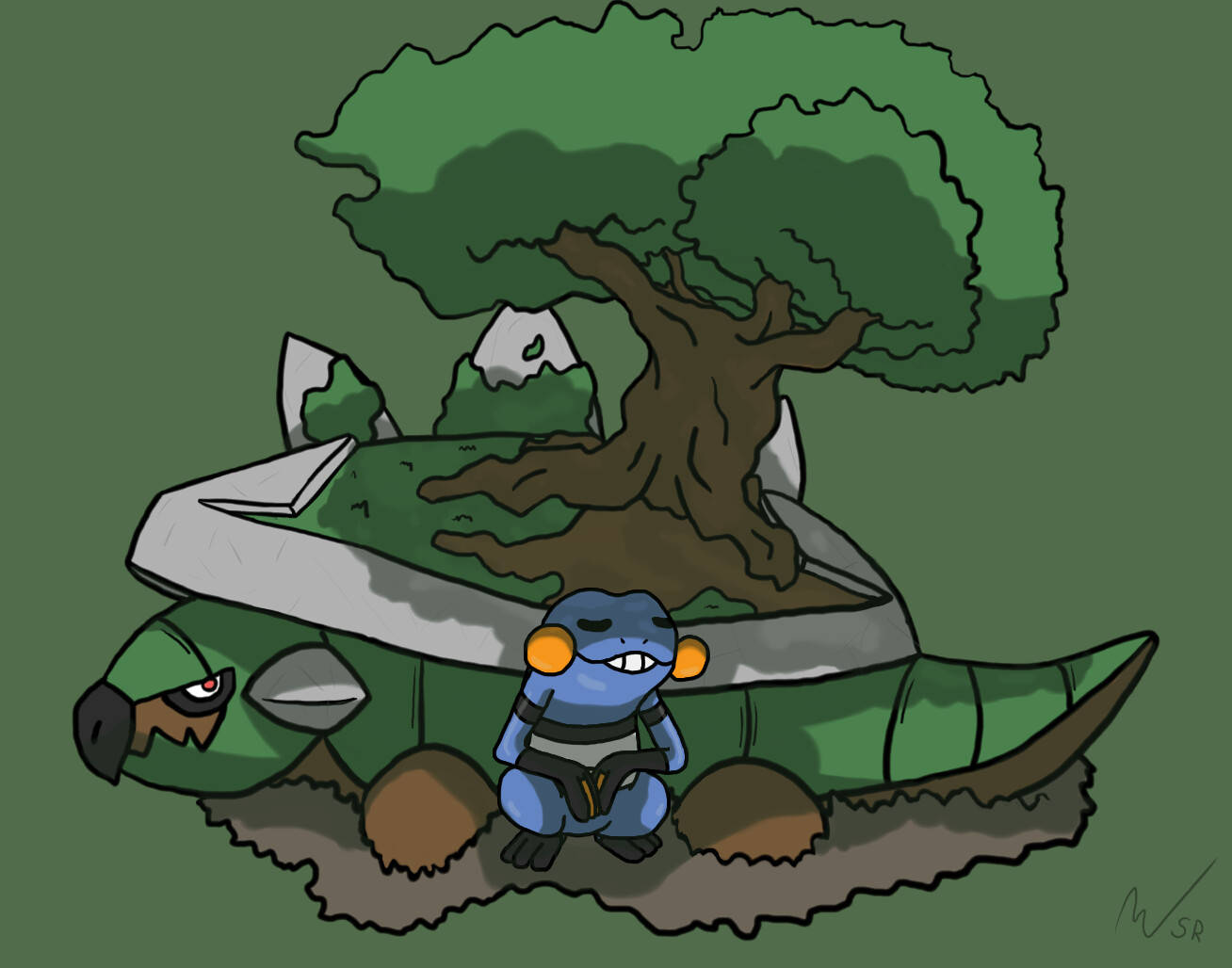 Croagunk Og Torterra Bakgrunnsbildet