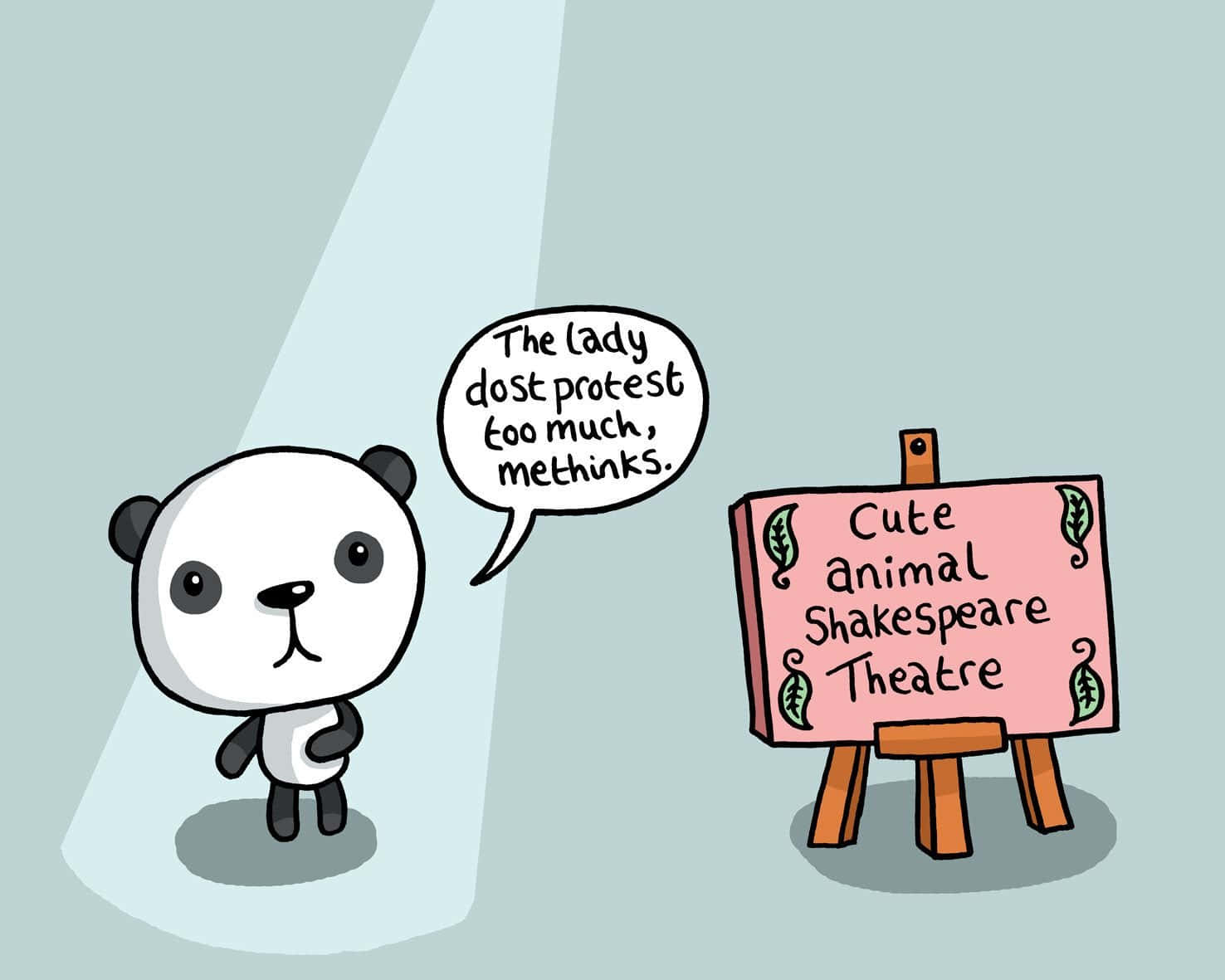 Cute Animals Cartoon Panda With Board Wallpaper