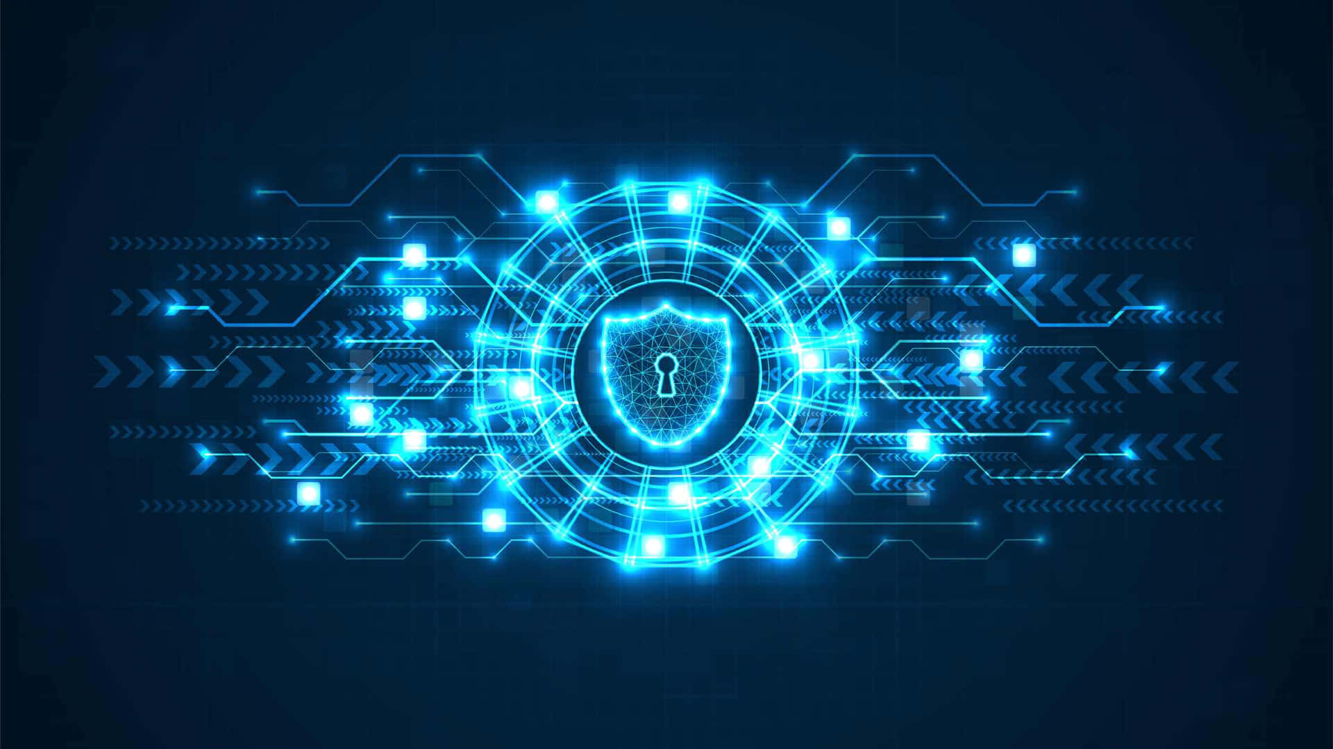 A Blue Digital Shield With A Blue Background