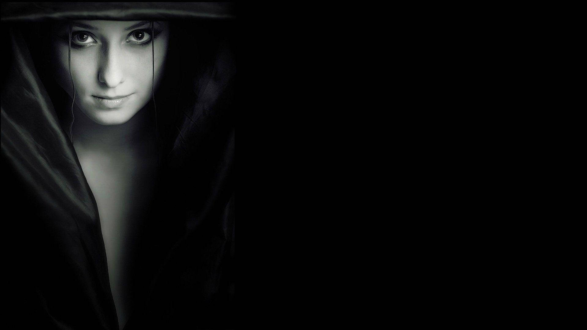Dark Girl Girl Looking Intently Wallpaper