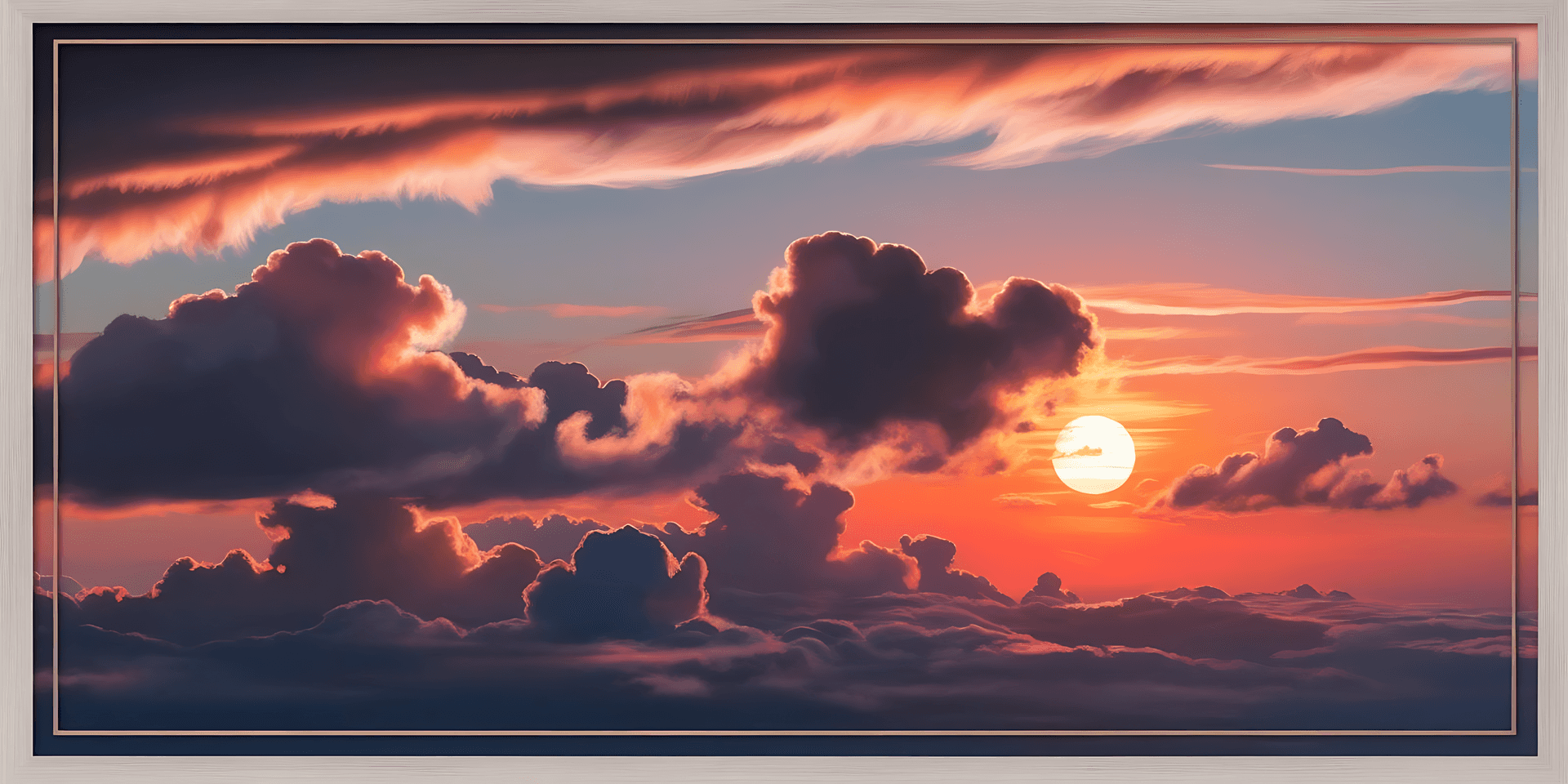 Dramatic Sunset With Red Clouds Wallpaper