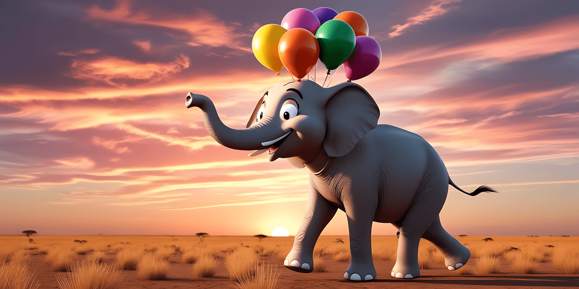 Elephant With Balloons Wallpaper
