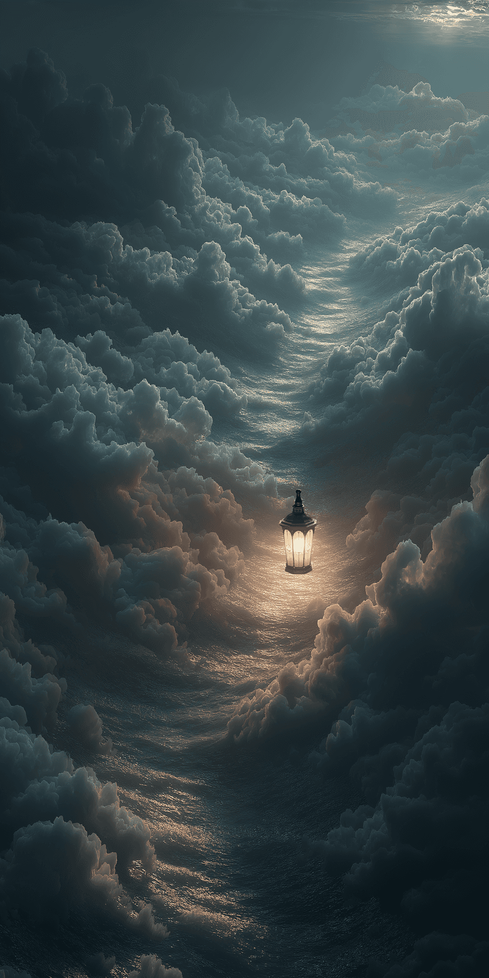 Enchanted Lantern Amidst Celestial Clouds Wallpaper