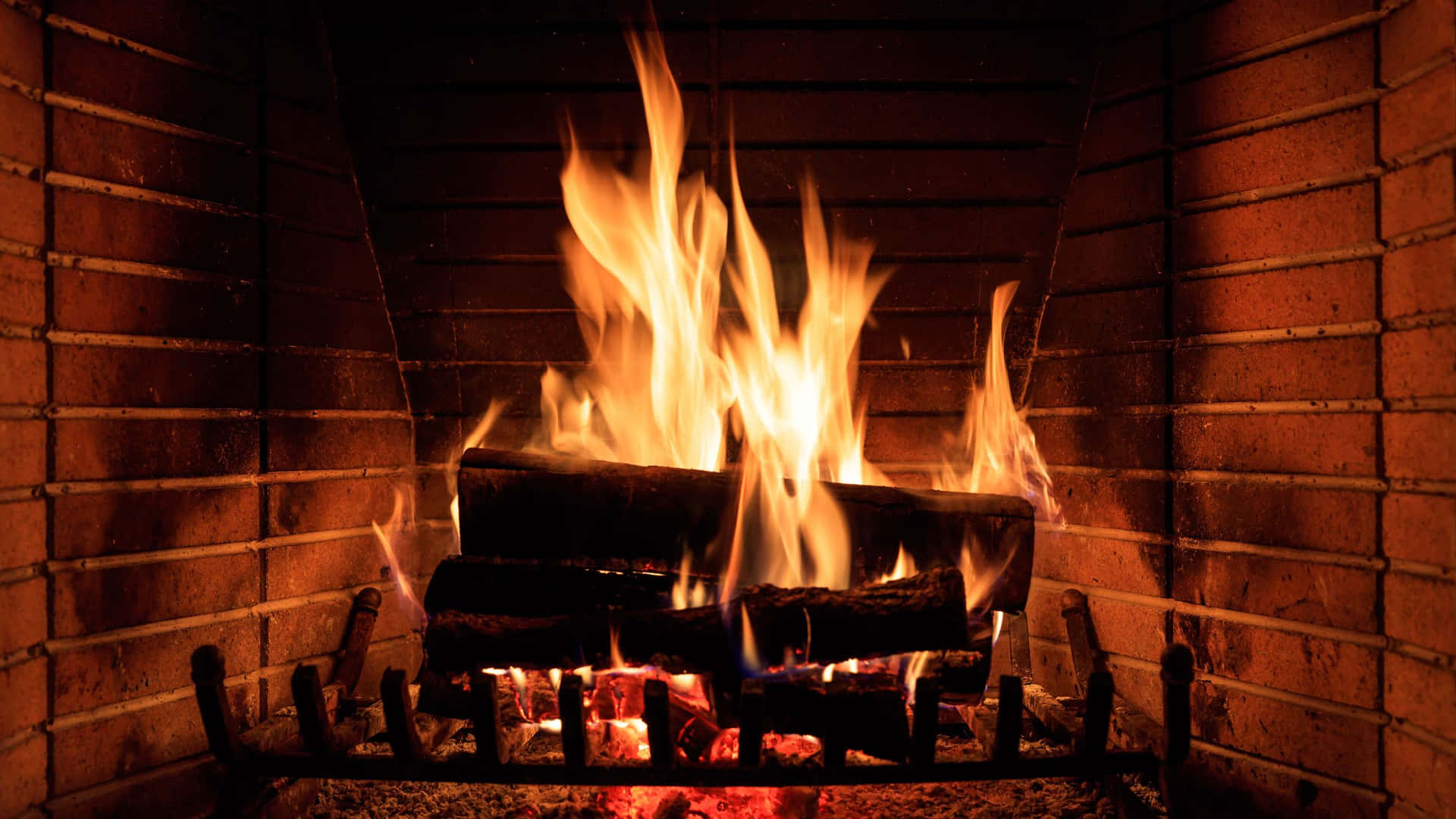 Fireplace Zoom Background Steel Bars Wallpaper