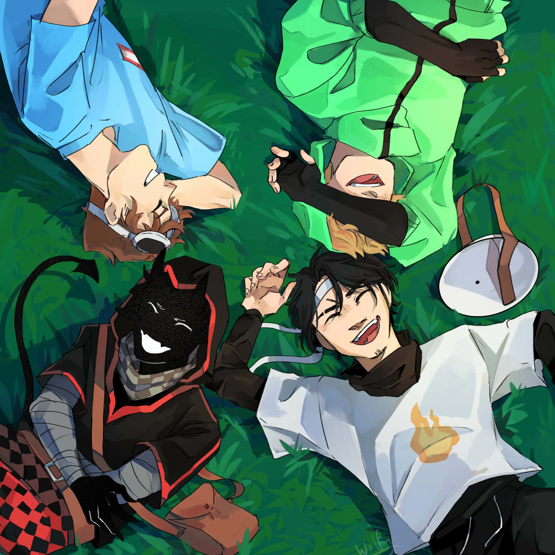 Vibrant Fire Drøm Lag Karakterer Grafisk Illustrasjon Bakgrunnsbildet