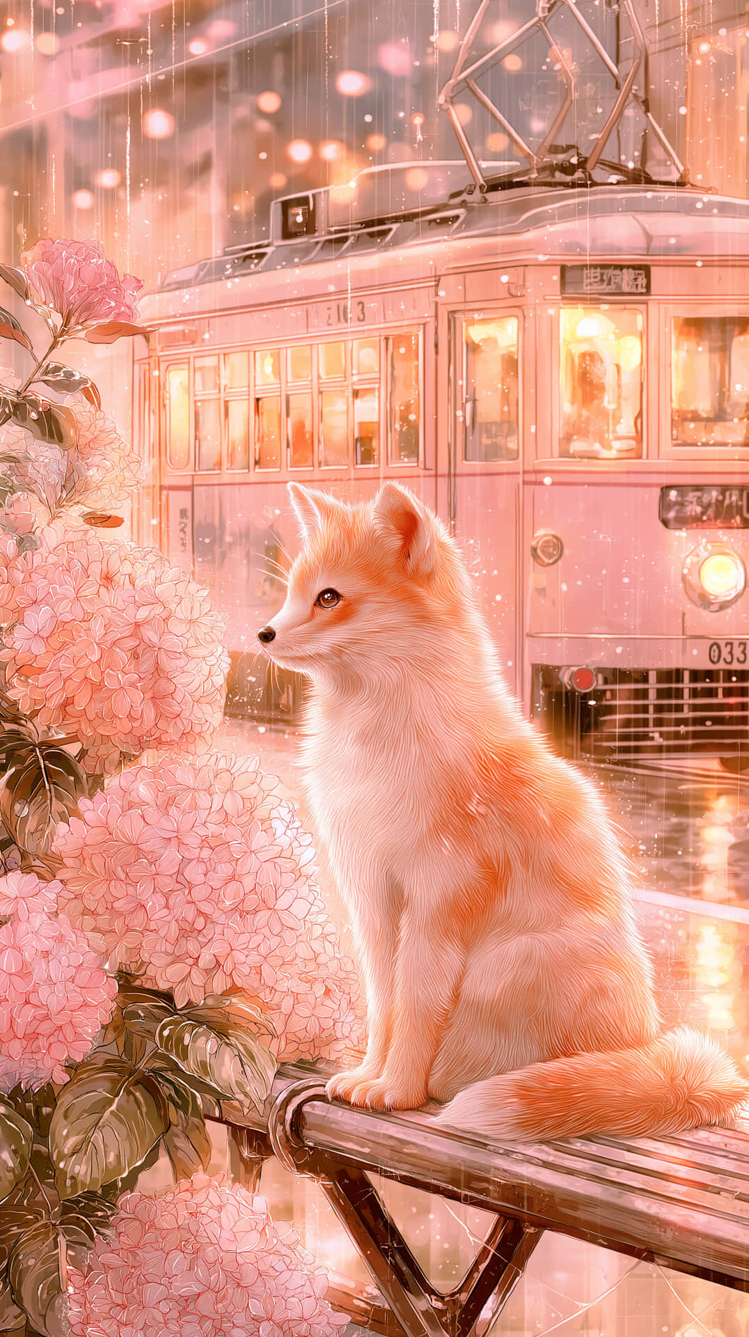 Fox At Tram Stop Wallpaper