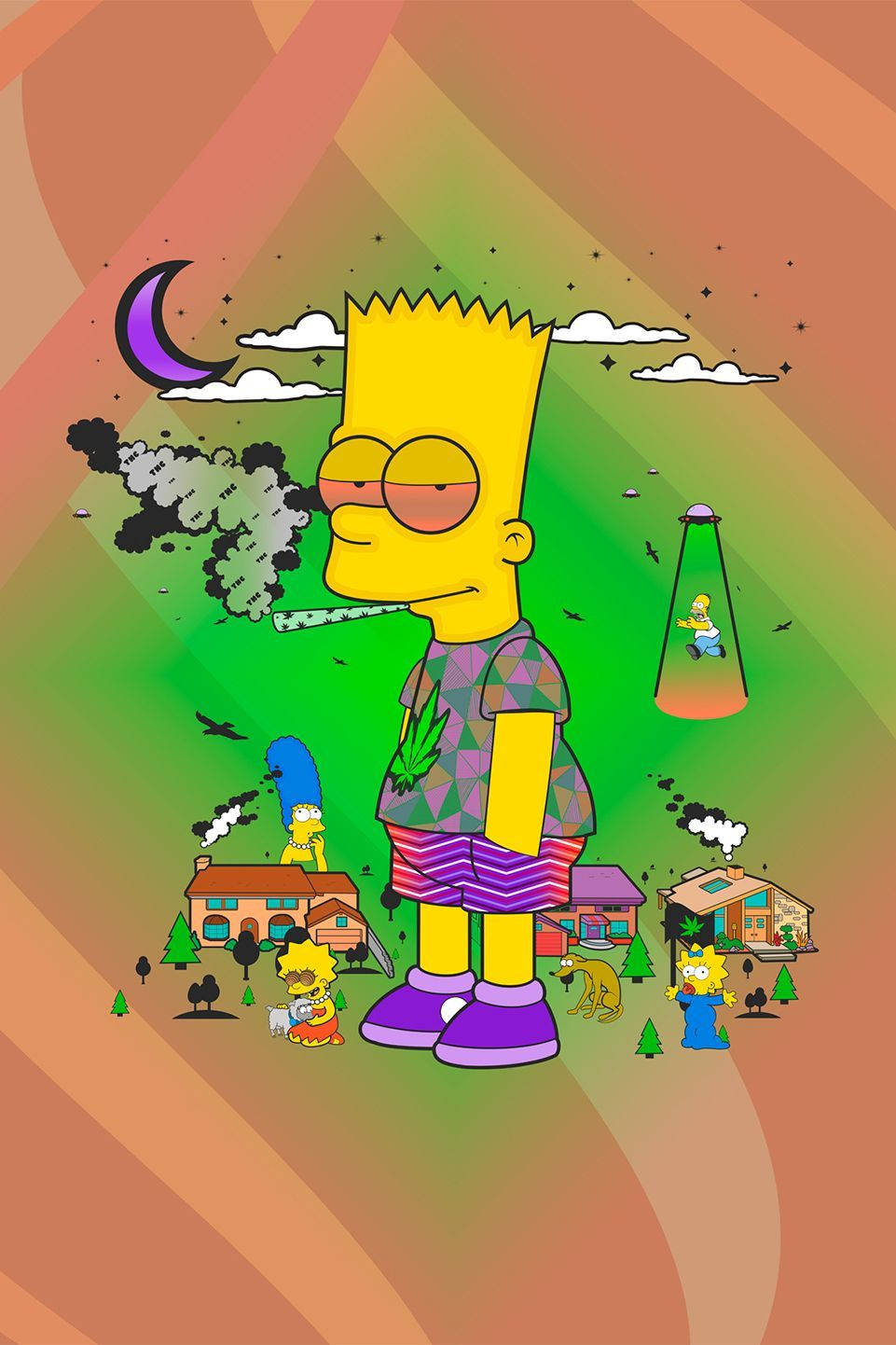 Grappige Bart Simpson Wiet Achtergrond