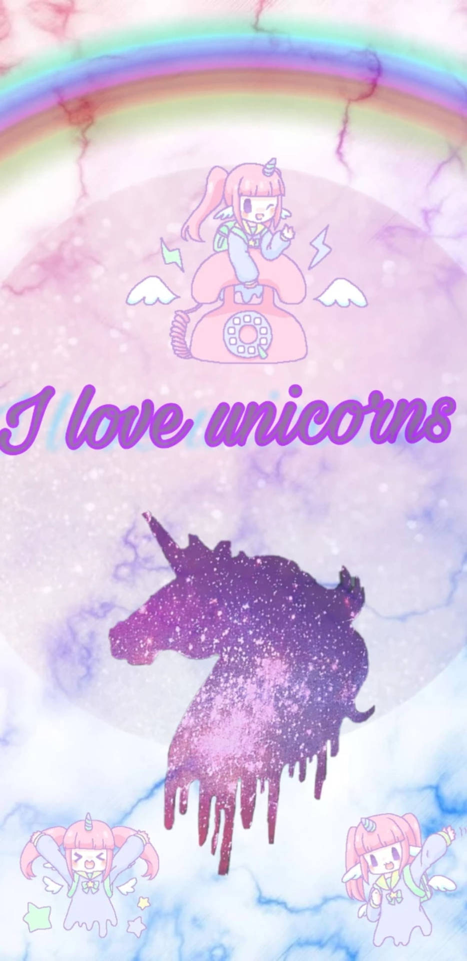 "A Magical Journey with Glitter and Unicorns" Wallpaper