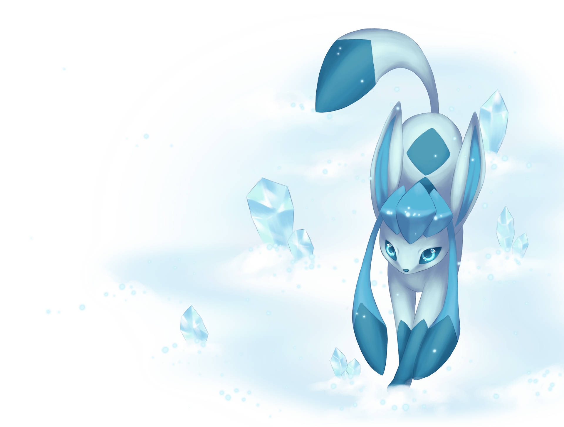Glaceon Strekker Seg På Snøen Bakgrunnsbildet