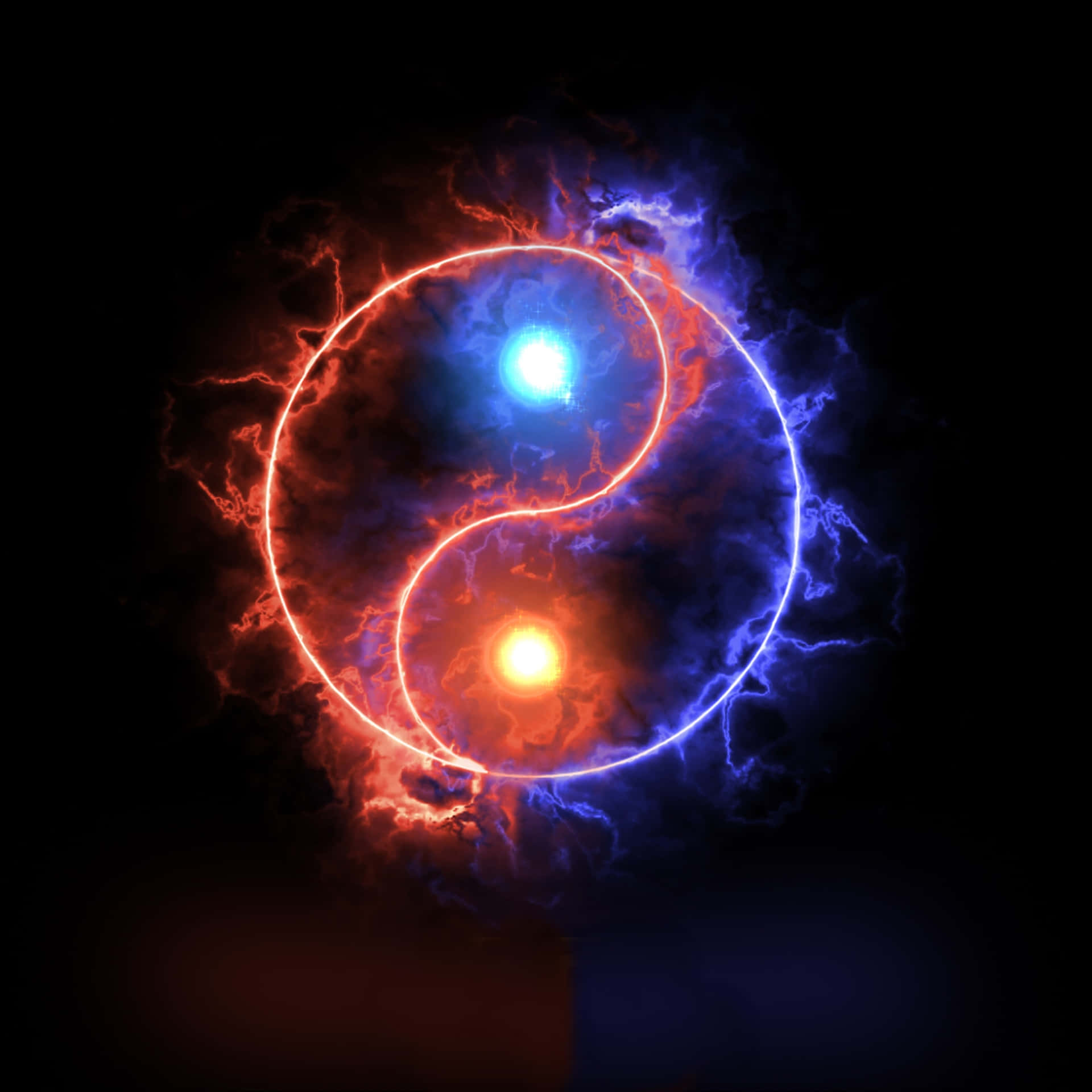 Leuchtendesneon Yin Yang Symbol 4k Wallpaper