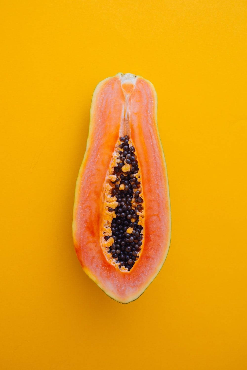 Half-Cut Papaya Fruit Wallpaper