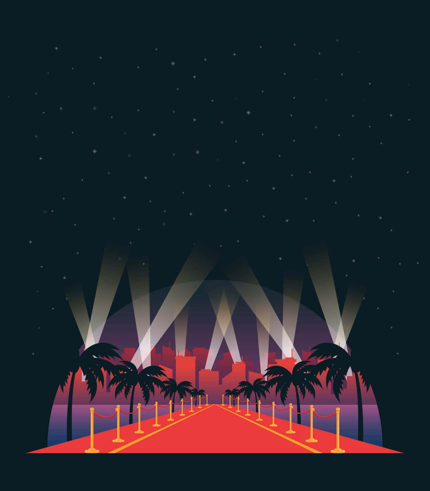 Hollywood Background Red Carpet And Tall Palm Trees