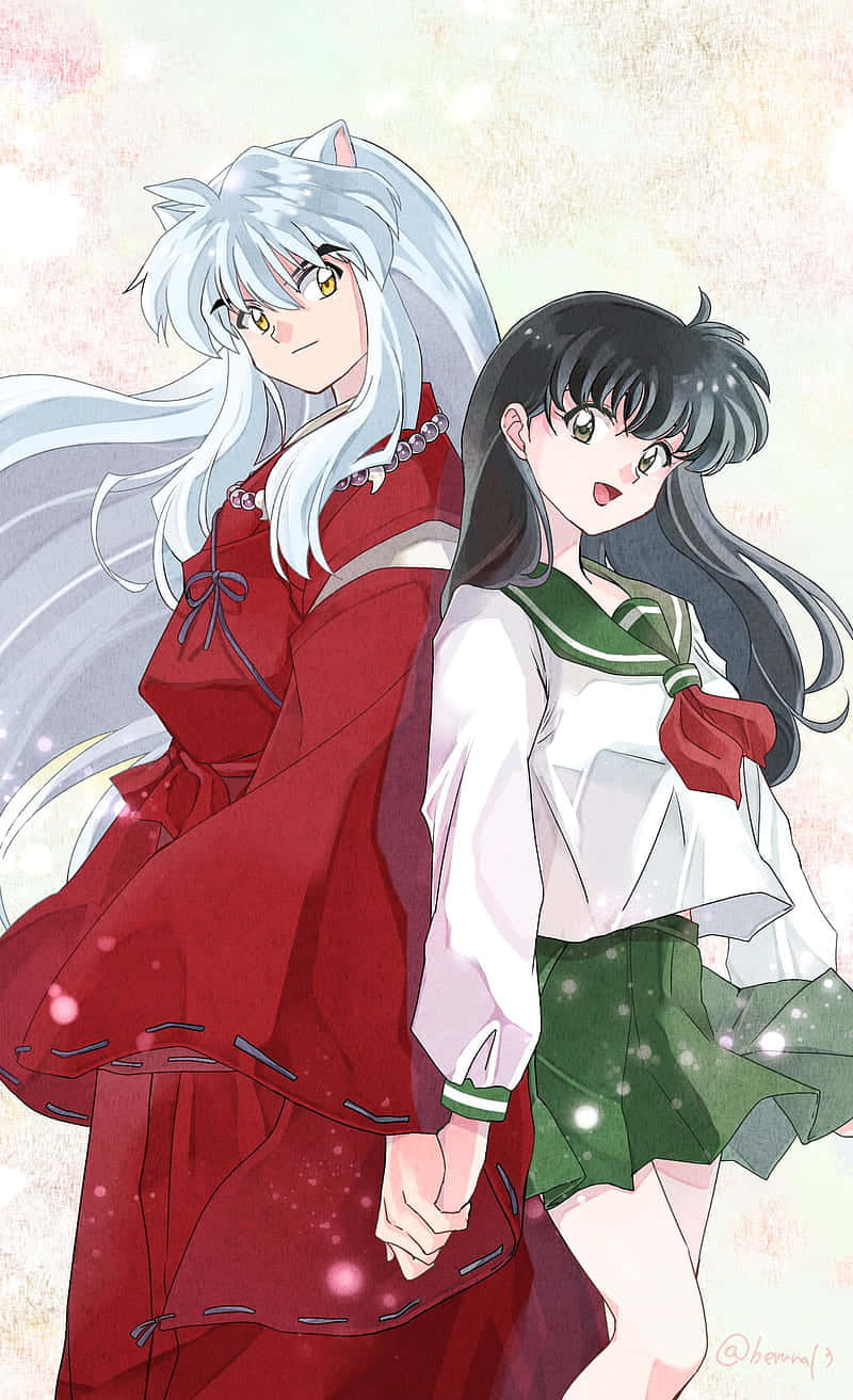 Kagome Og Inuyasha Iphone Bakgrunnsbildet