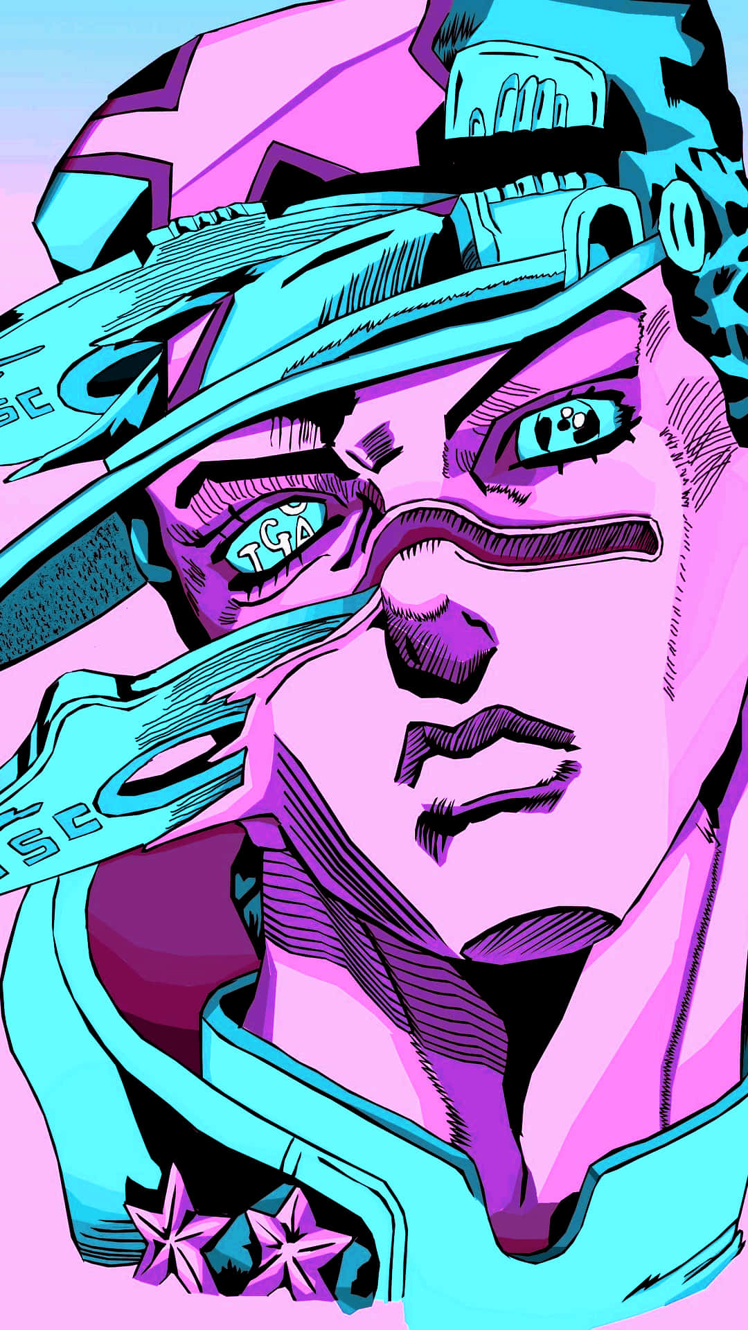 Jotaro Kujo Jojo Manga Pop Art Rose Et Turquoise Fond d'écran