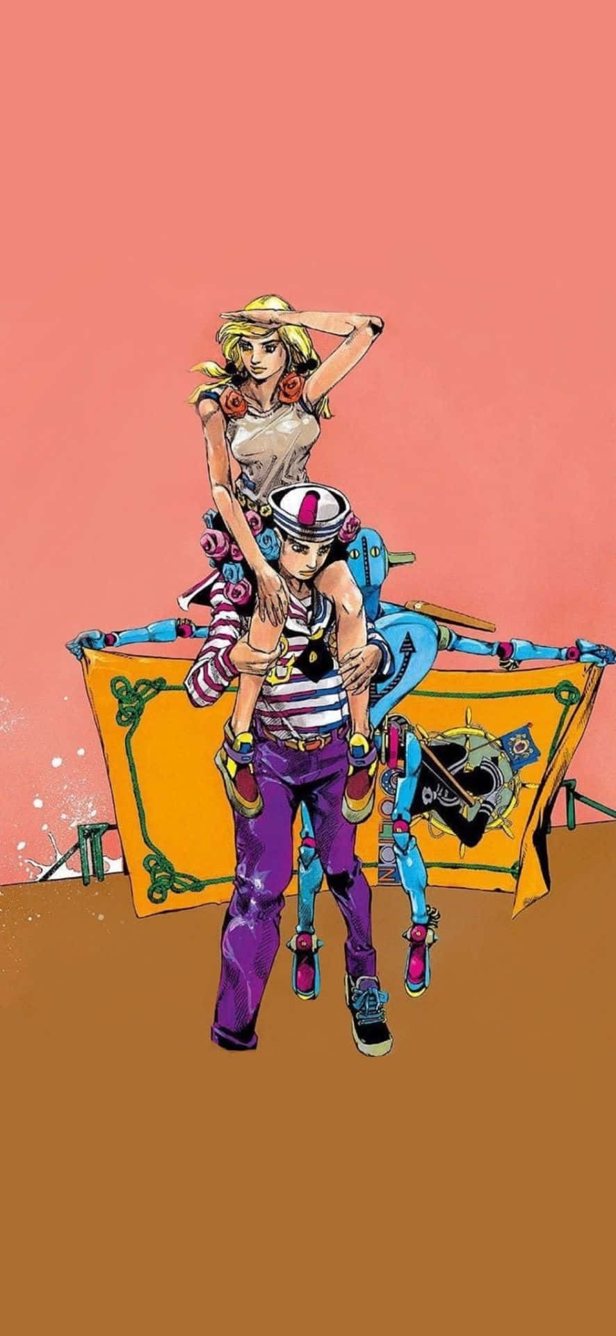 Jojos Bizarre Adventure Iphone Josuke Og Yasuho Bakgrunnsbildet
