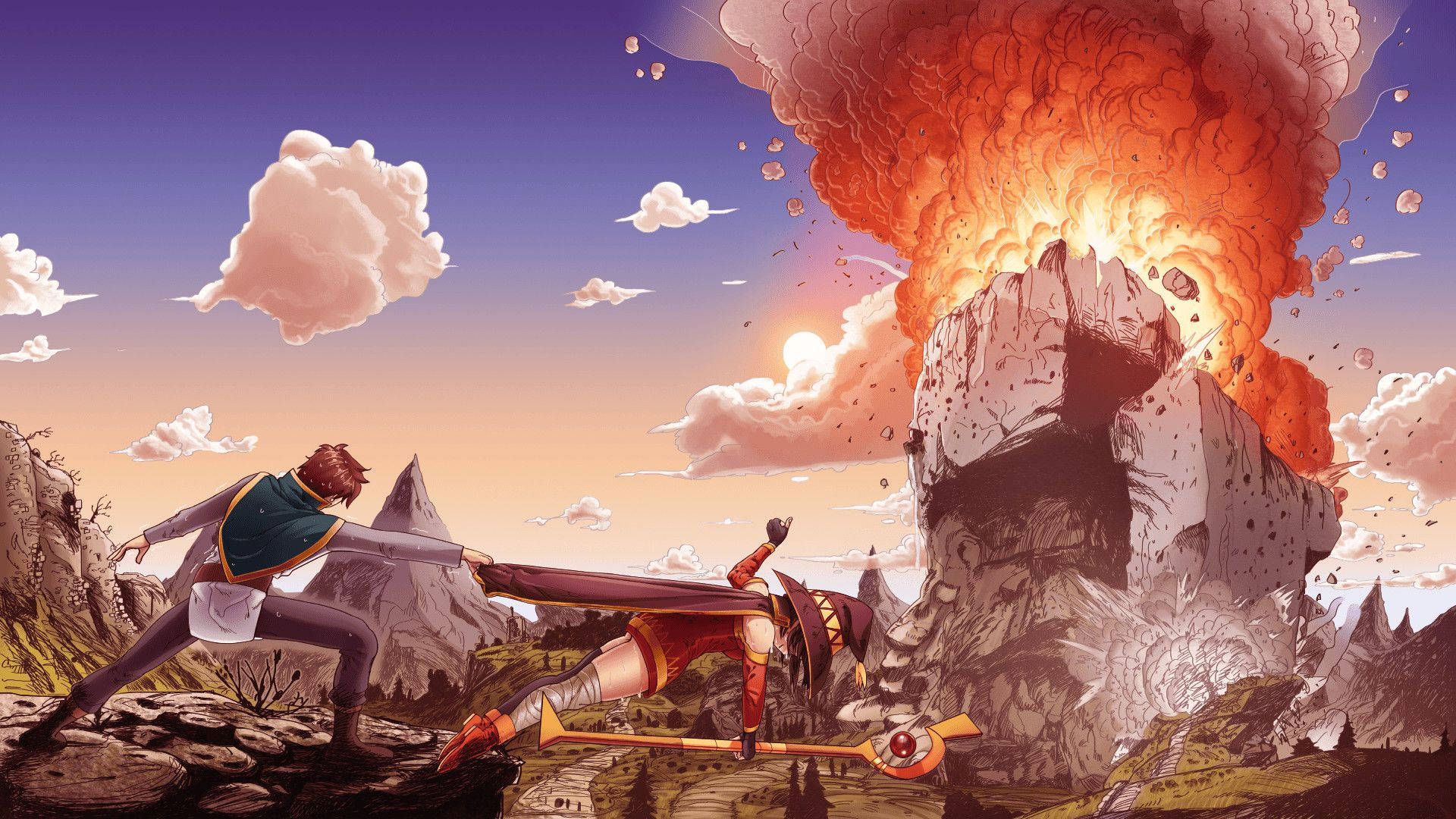 Unequipo Aventurero - Kazuma, Aqua, Megumin Y Darkness Fondo de pantalla