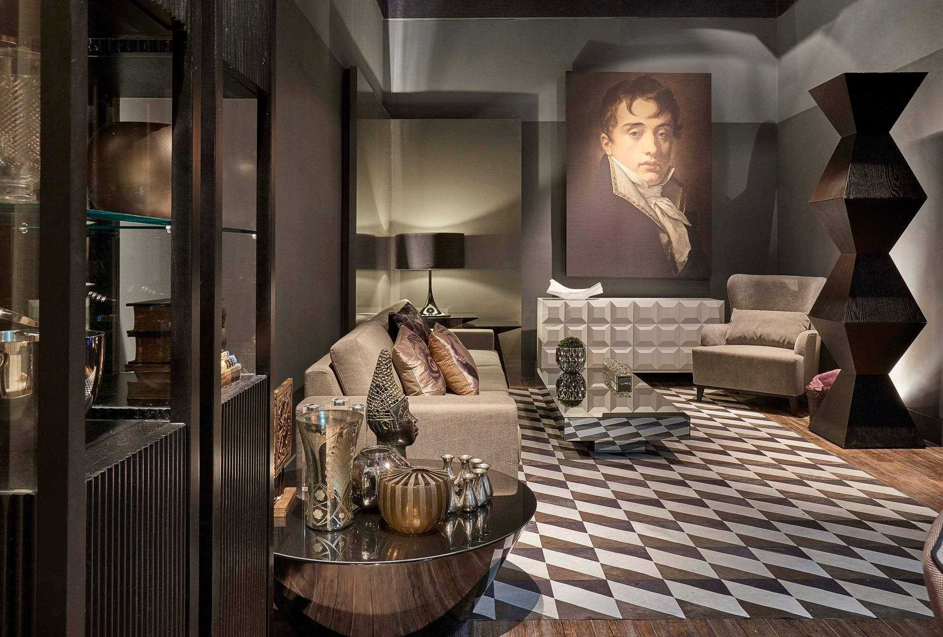 Salade Estar Con Suelo De Patrón De Cuadros Fondo de pantalla