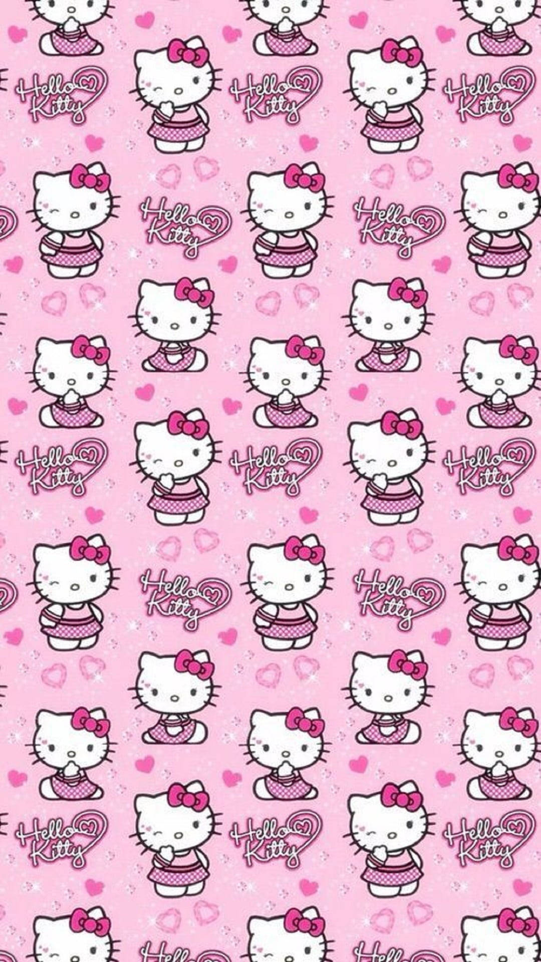 Loaded Pink Hello Kitty Pattern Wallpaper