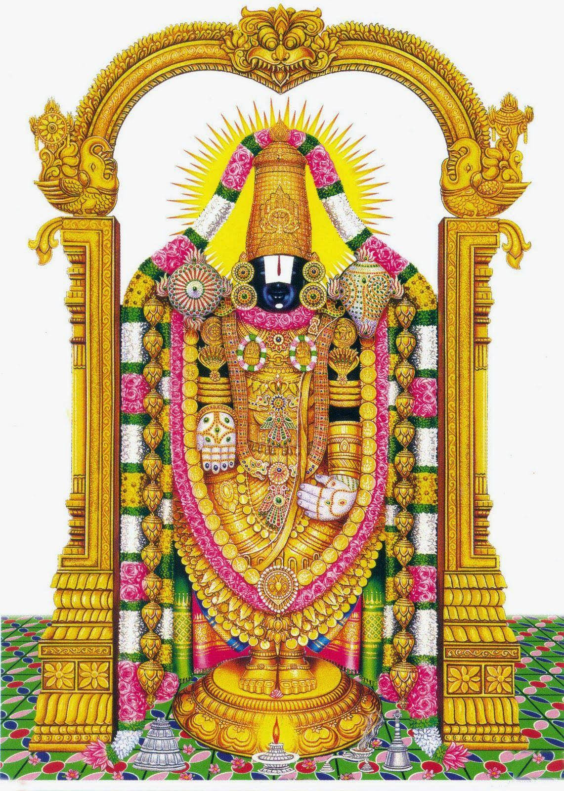 Lord Balaji Colored Pattern Floor Wallpaper