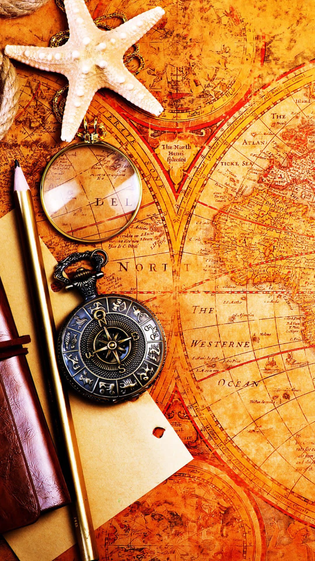 Aesthetic Orange Vintage Map Background