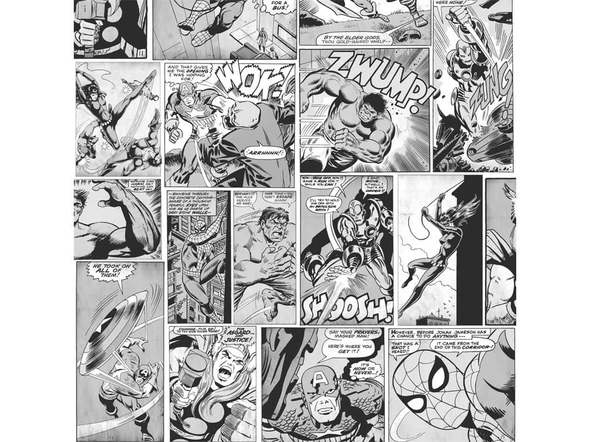 Tiracómica De Marvel En Negro Para Fondo De Pantalla De Computadora O Móvil. Fondo de pantalla