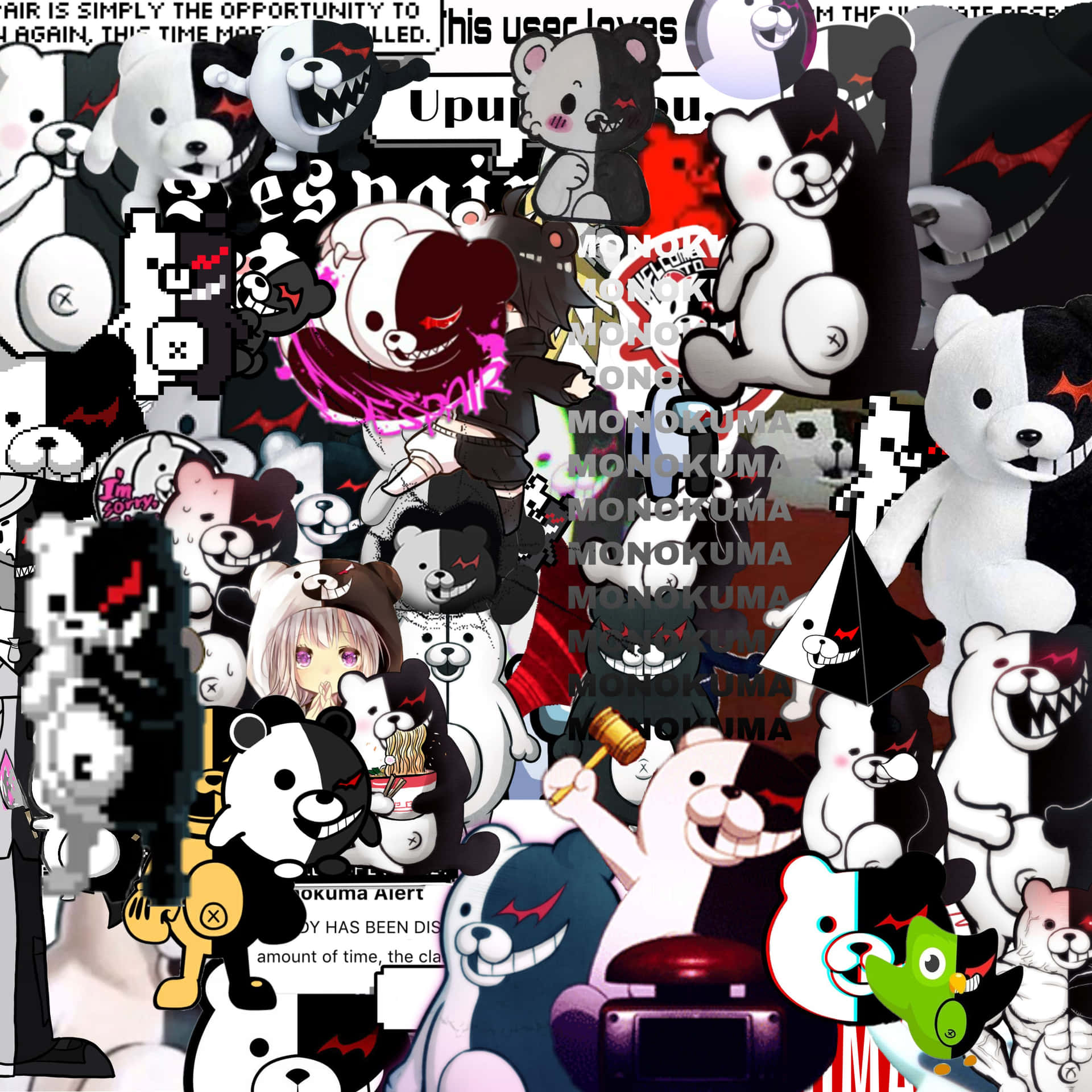Monokuma Anime Collage Plakat Bakgrunnsbildet