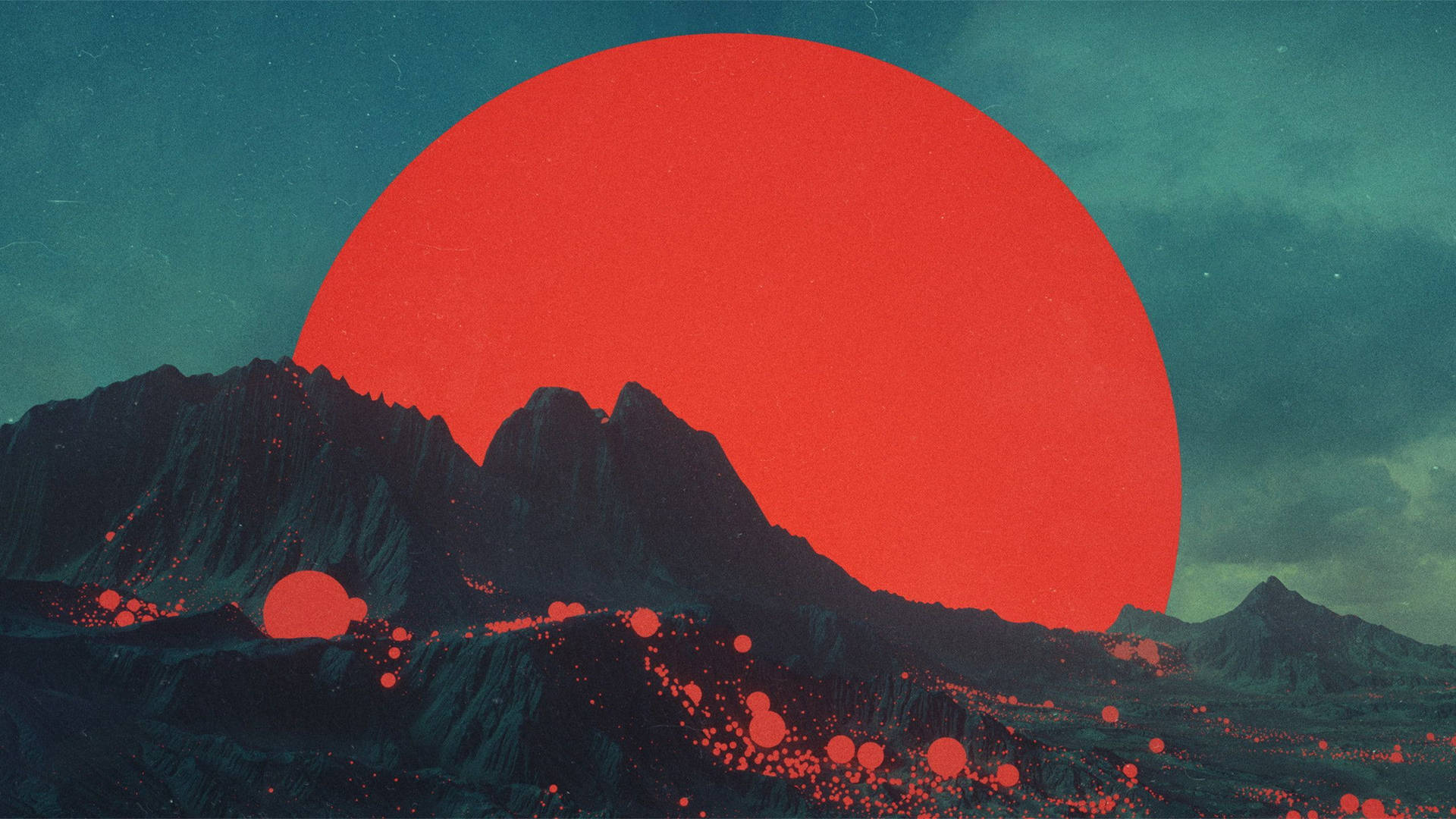 Moon 4K Red Aesthetic On Mountains Wallpaper