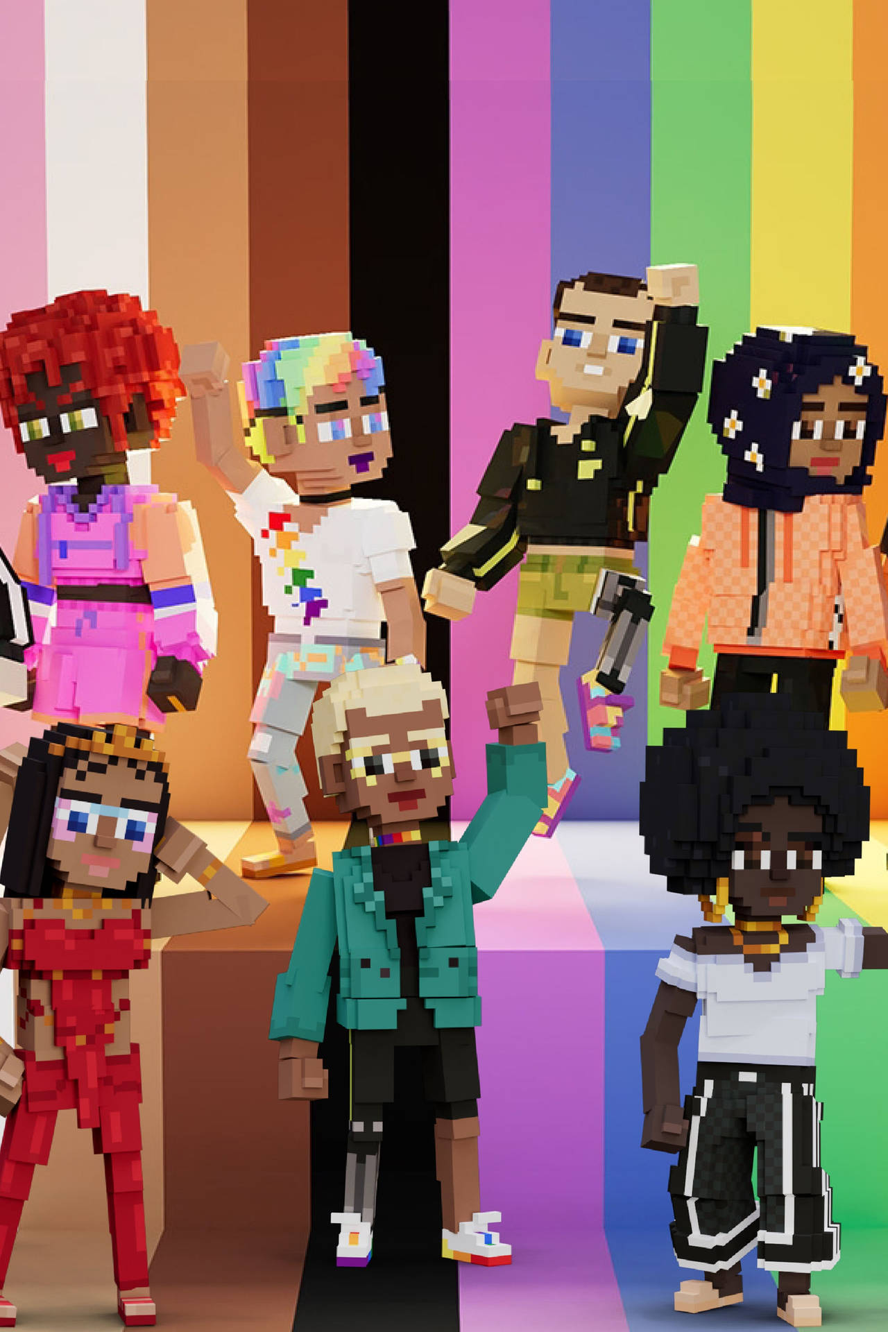 People around the world celebrating Nonbinary Pride Wallpaper