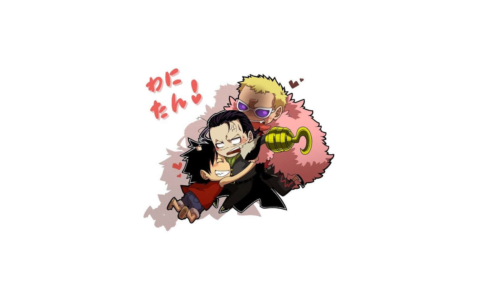 Ettstycke Chibi Doflamingo Crocodile Luffy Wallpaper
