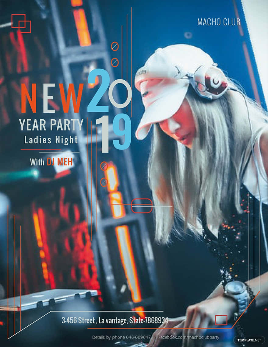 Ladies Night New Year Party Flyer Background