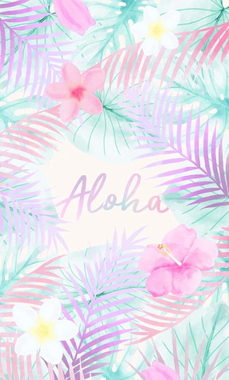 Aloha Pastell Sommer Med Blomster Bakgrunnsbildet