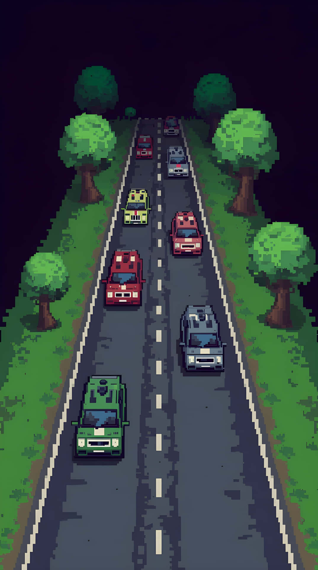 Pixel Car Night Wallpaper