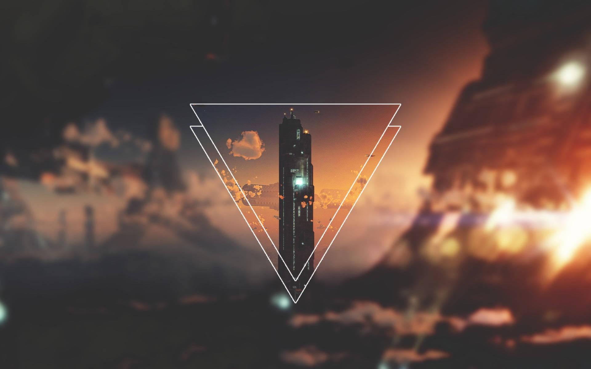 Edificio Della Città Fantascientifica Polyscape Sfondo