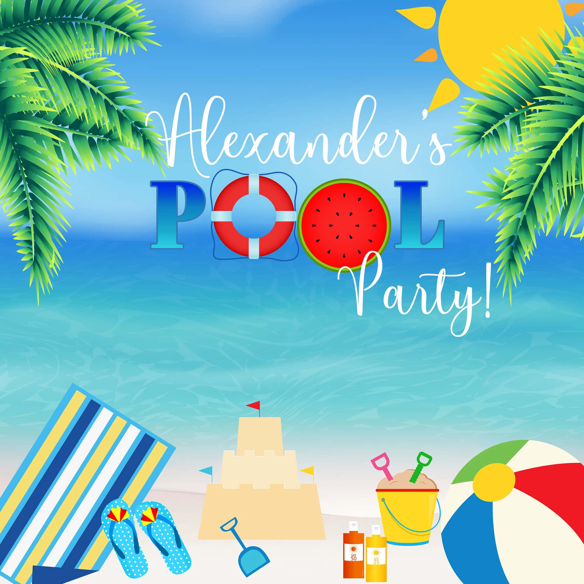 Electronic Invitation Pool Party Background