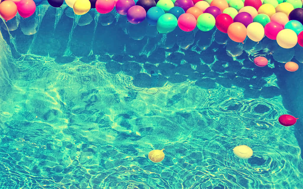 Colorful Balloons For Pool Party Background