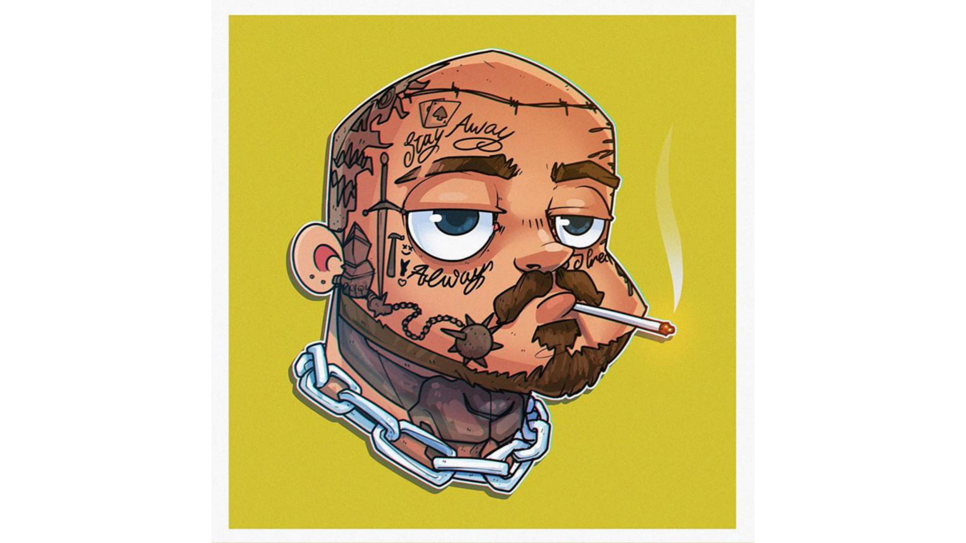 Postmalone Karikatyrkonst Wallpaper