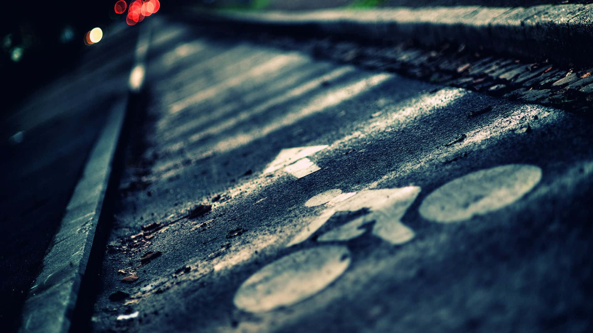 Bike Lane Road Background With Selective Focus Effect