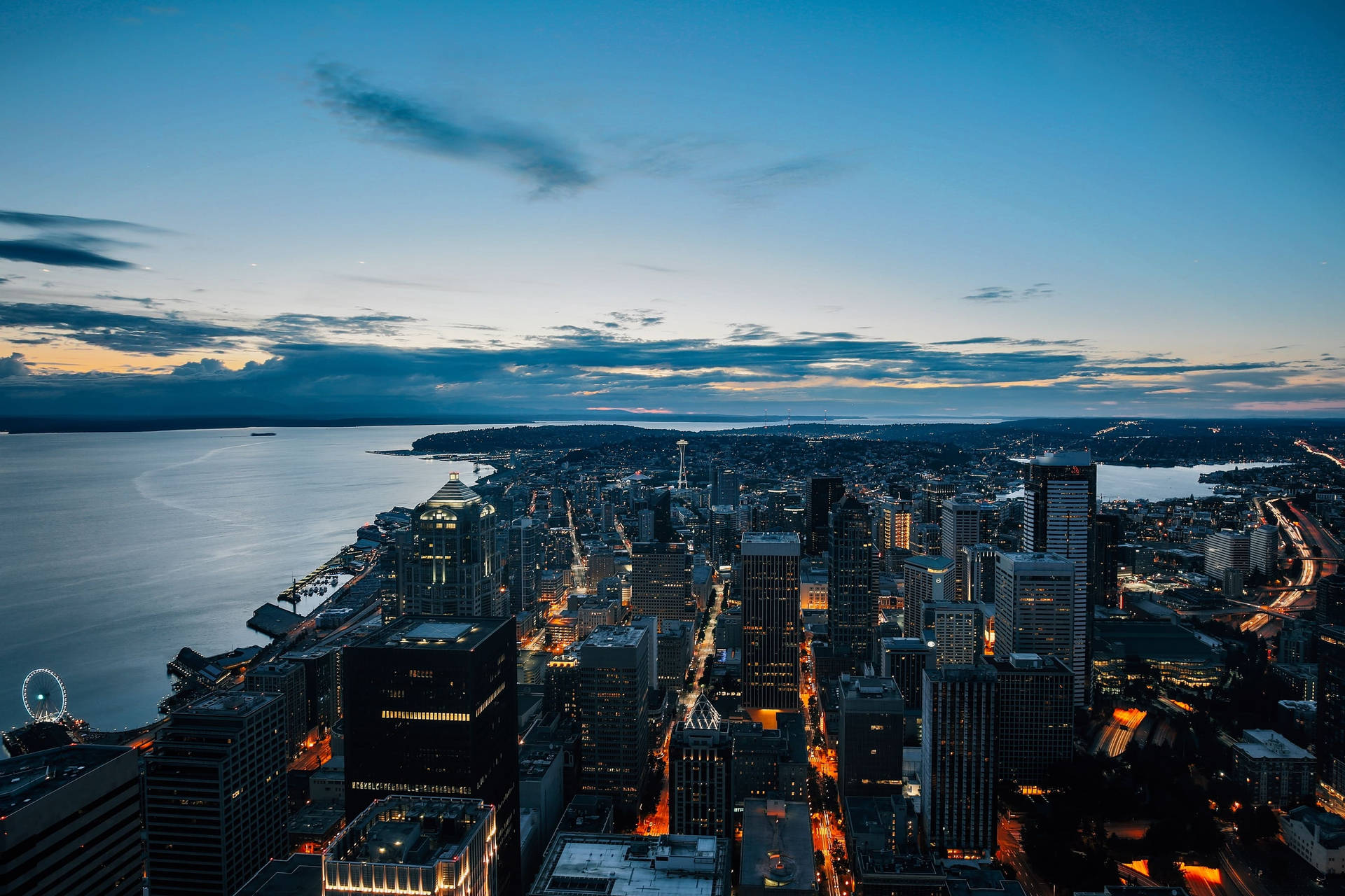 Stunning Aerial View of Seattle Cityscape Wallpaper