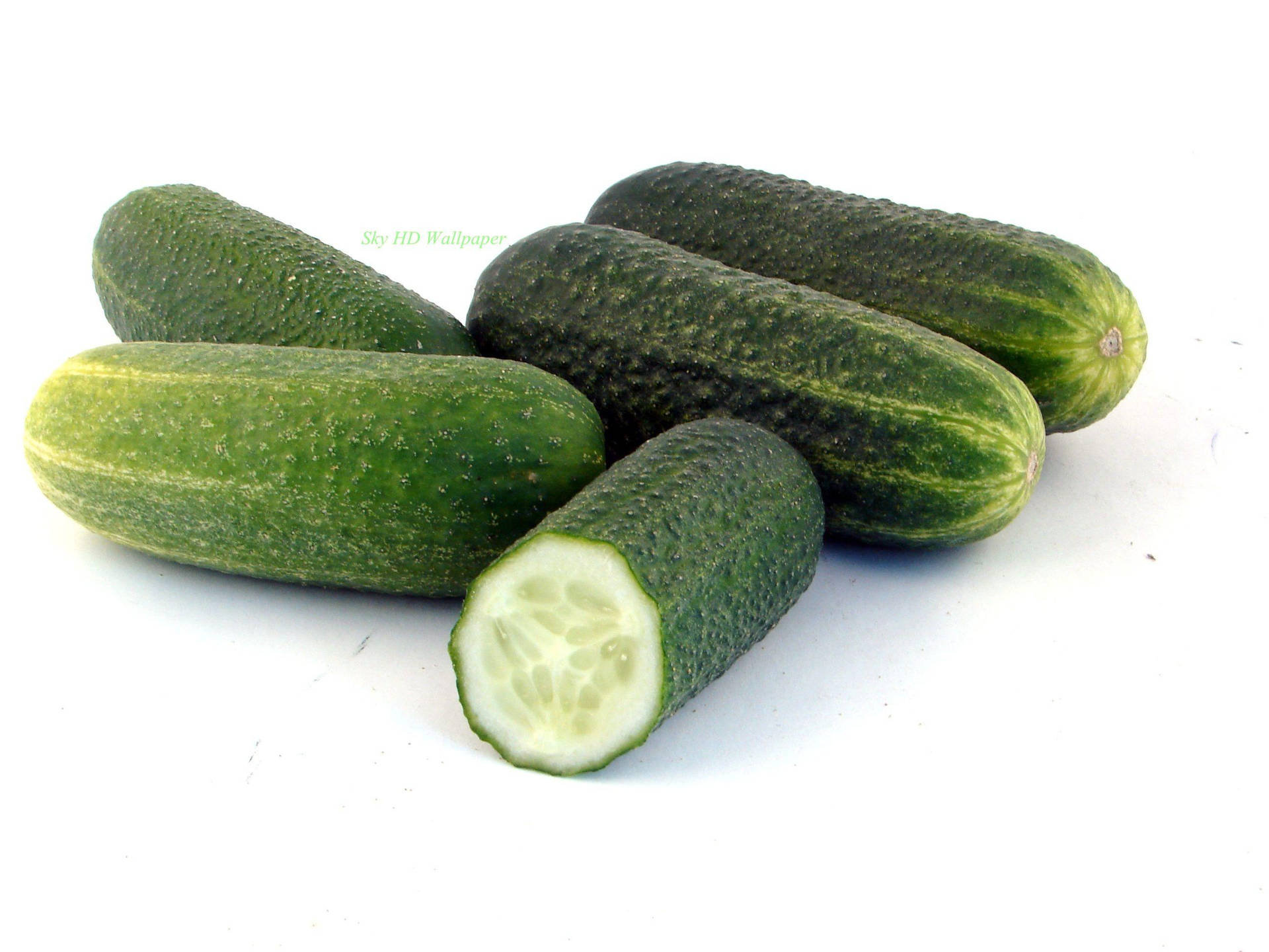 Sliced Bumpy Green Cucumber Fruits Wallpaper