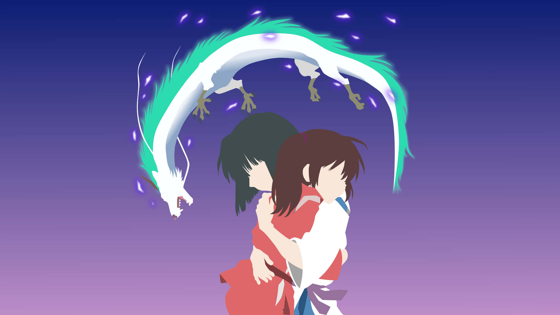 Spirited Away Chihiro Og Haku Kram Minimalist Wallpaper Wallpaper