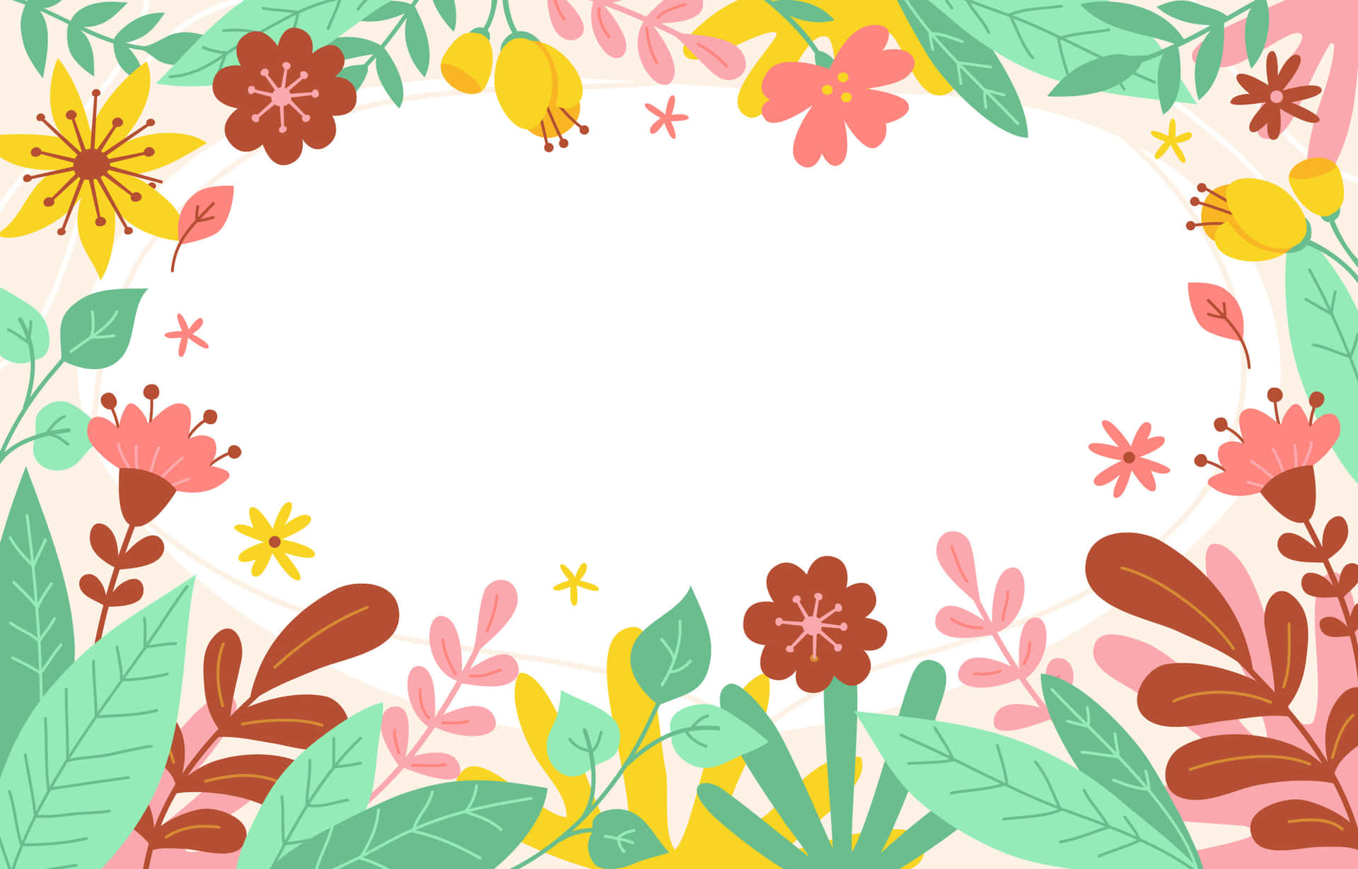 Colorful Spring Flower Background With White Backdrop