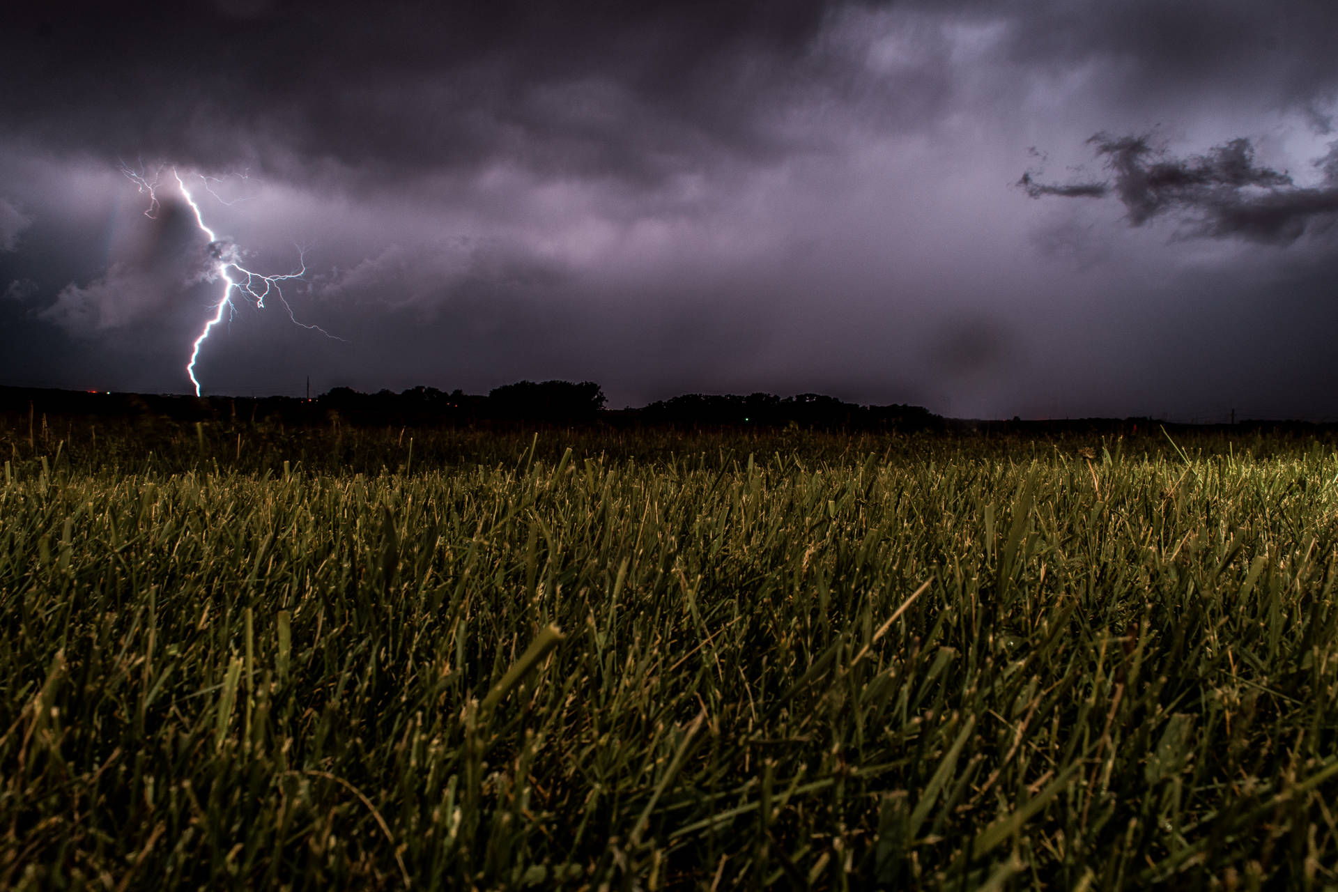 Storm Lightning Strike At Fields Wallpaper