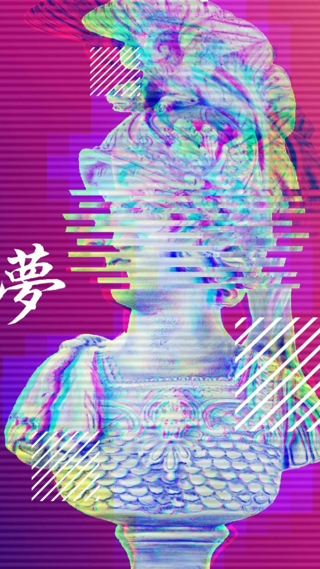Glitch Sculpture Vaporwave Background Illustration