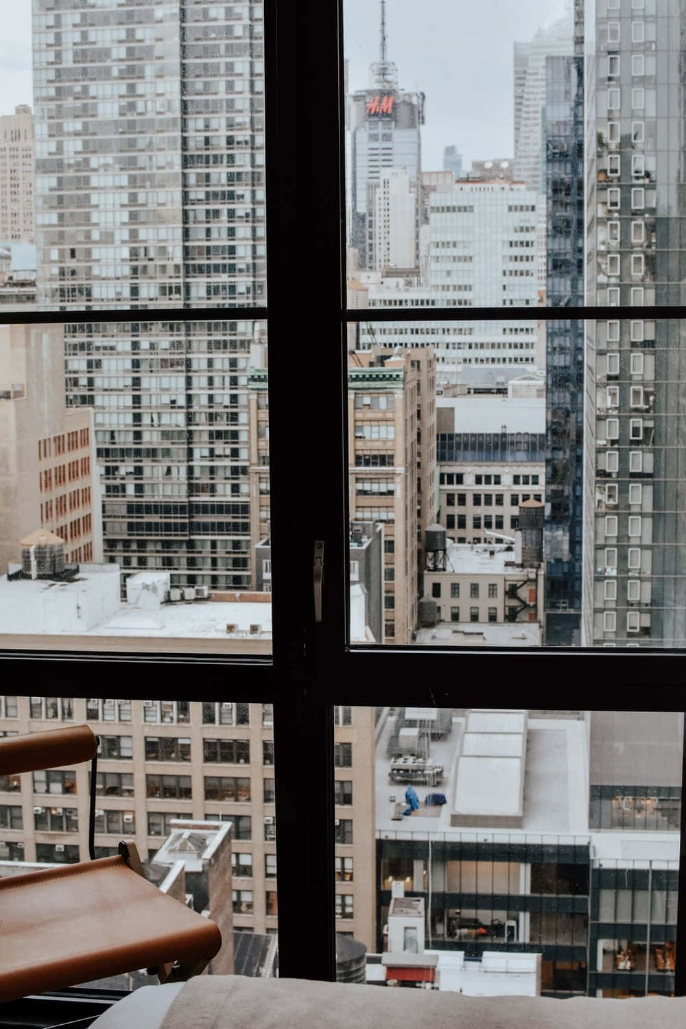 View through a window of a mountain landscape